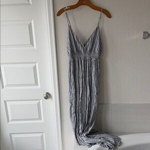 Peach Love California Black and White Striped Maxi Dress